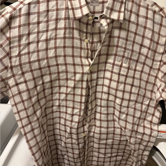 Peter Millar Men's Cream and Brown Plaid Shirt - Picture 2 of 3